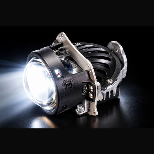 Morimoto M LED 2.0 bi-LED projector lit up