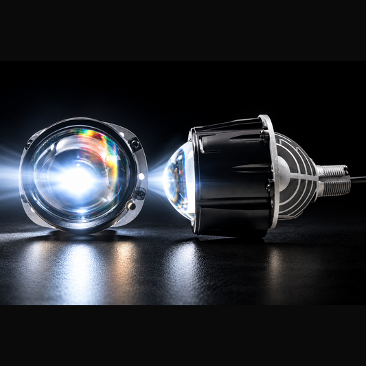 Morimoto Mini HB LED high beam projectors lit up