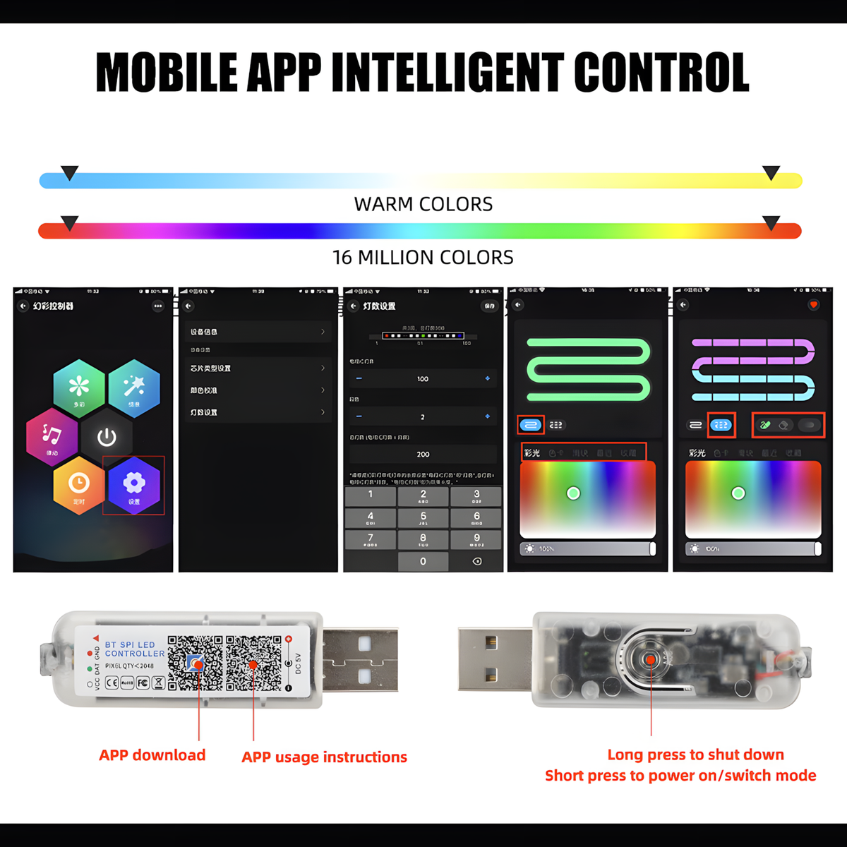 RGB Car Interior Ambient Light Strip Kit