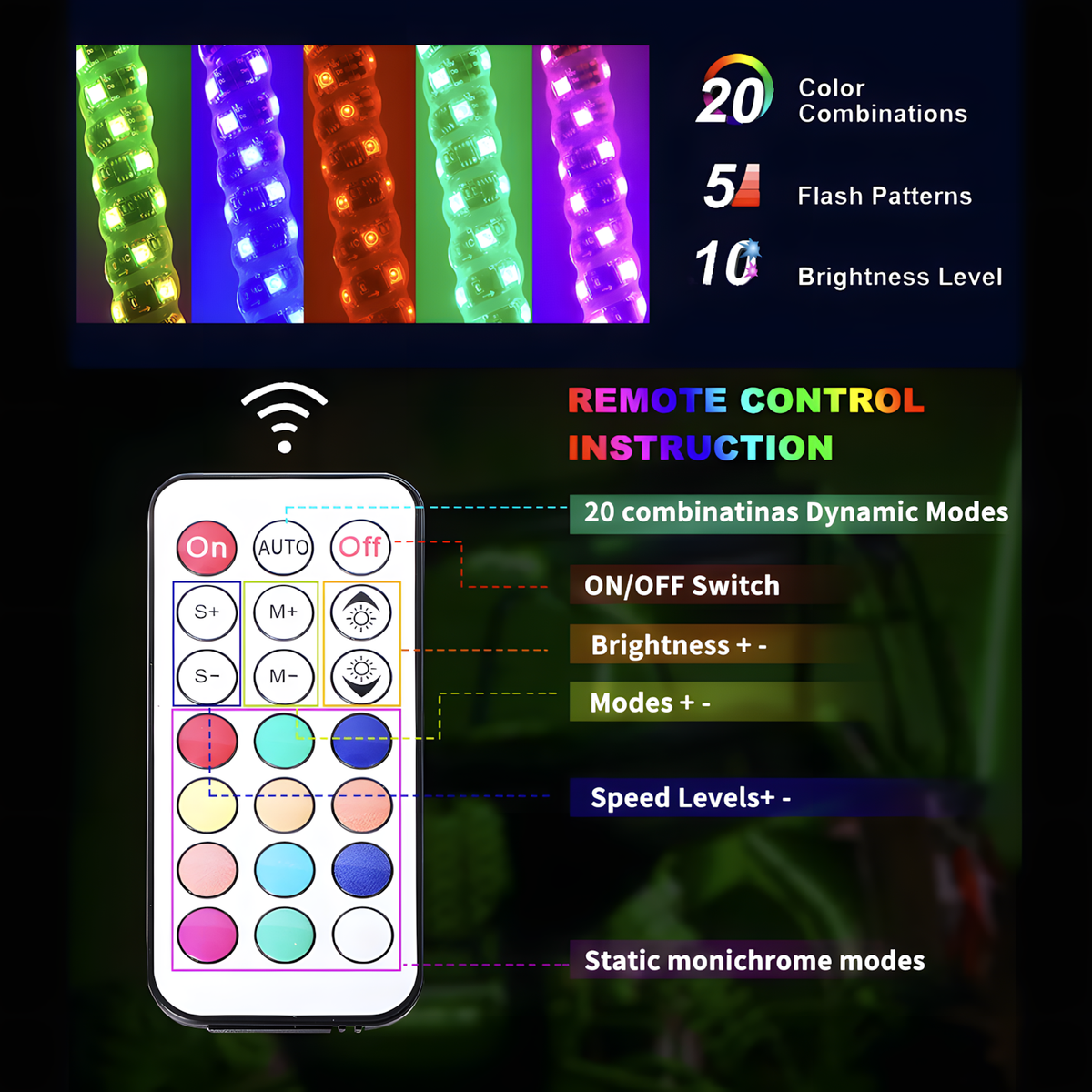 RGB Whip Lights (1.8m)