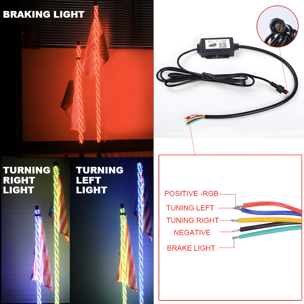 RGB Whip Lights (1.8m)