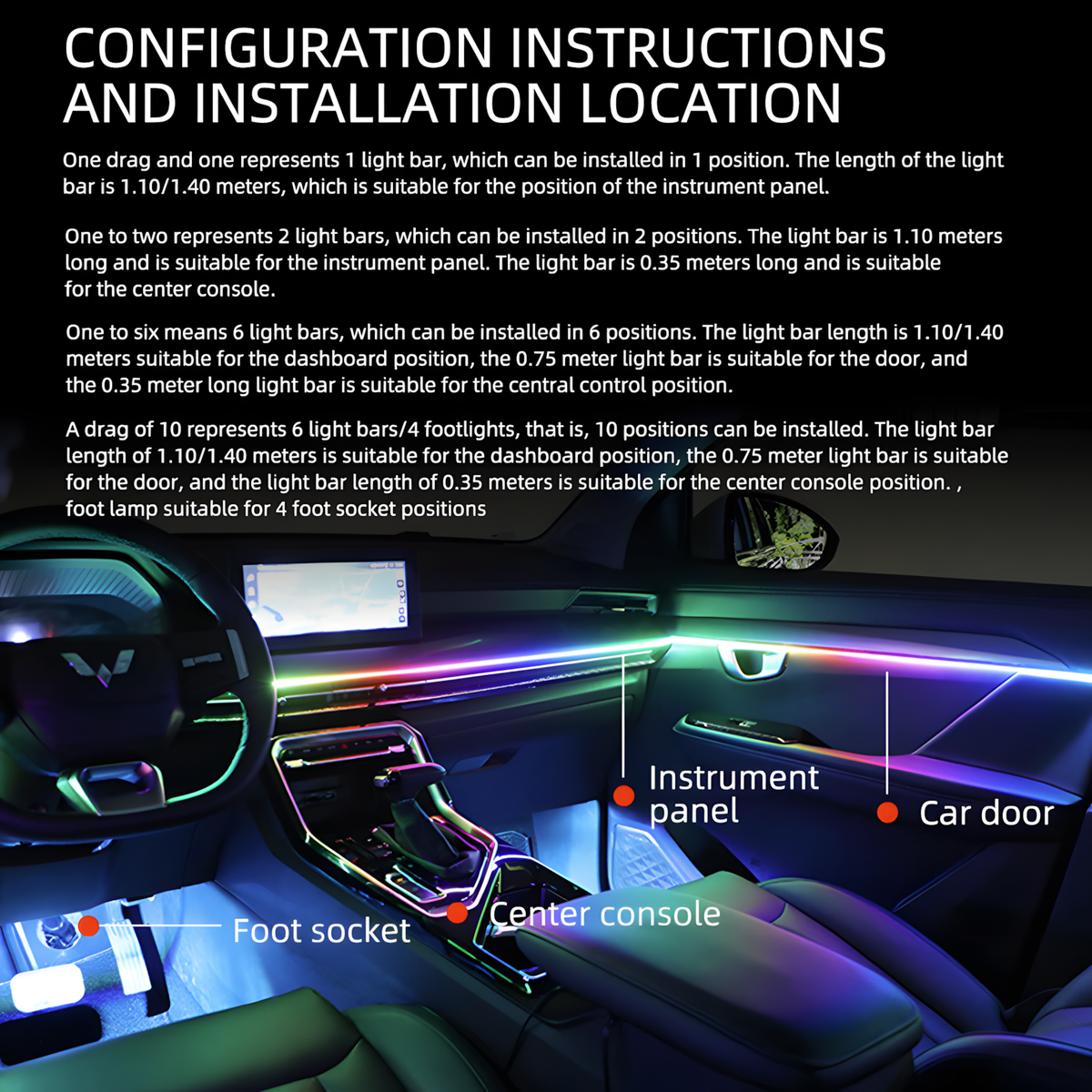RGB Car Interior Ambient Light Strip Kit