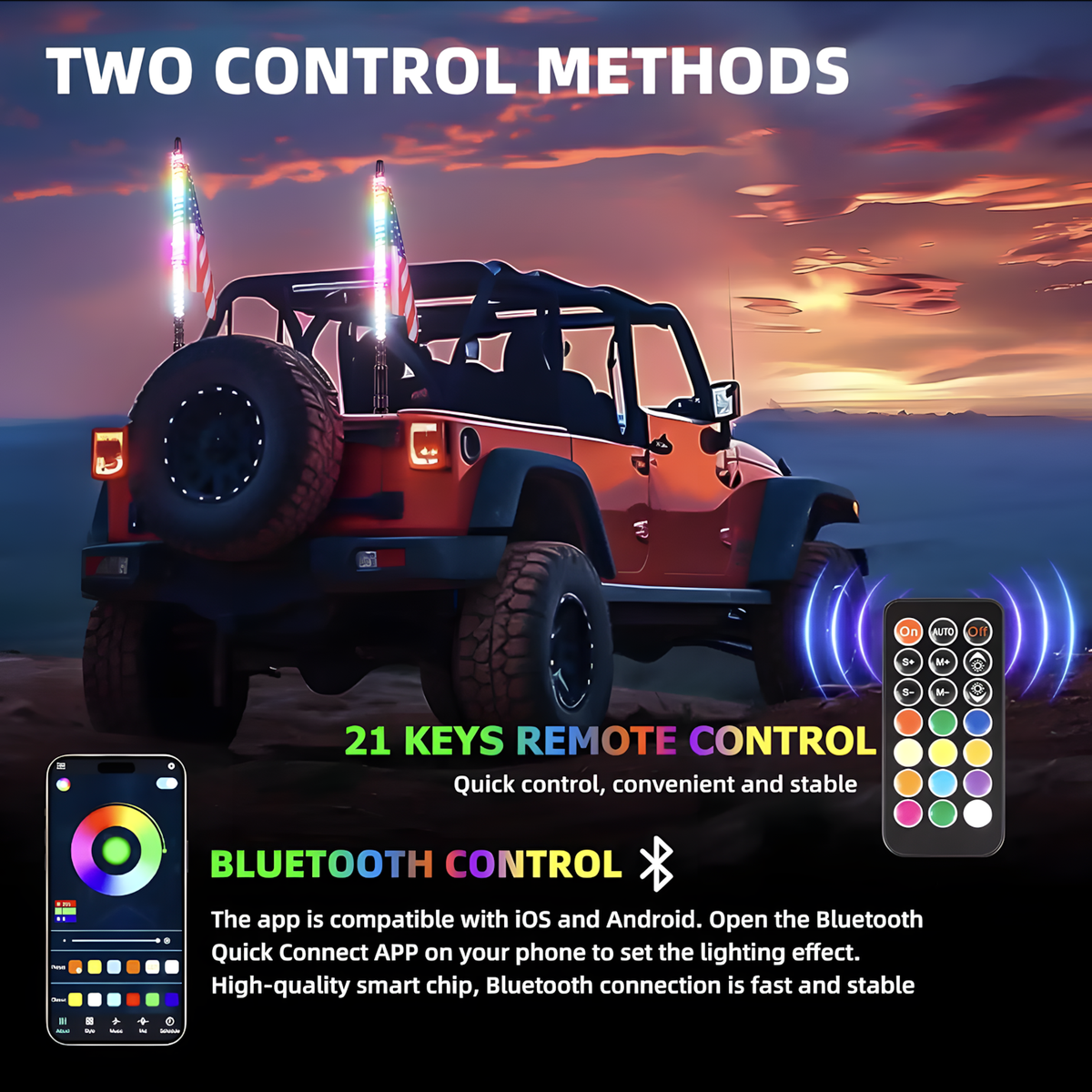 RGB Whip Lights (60cm)