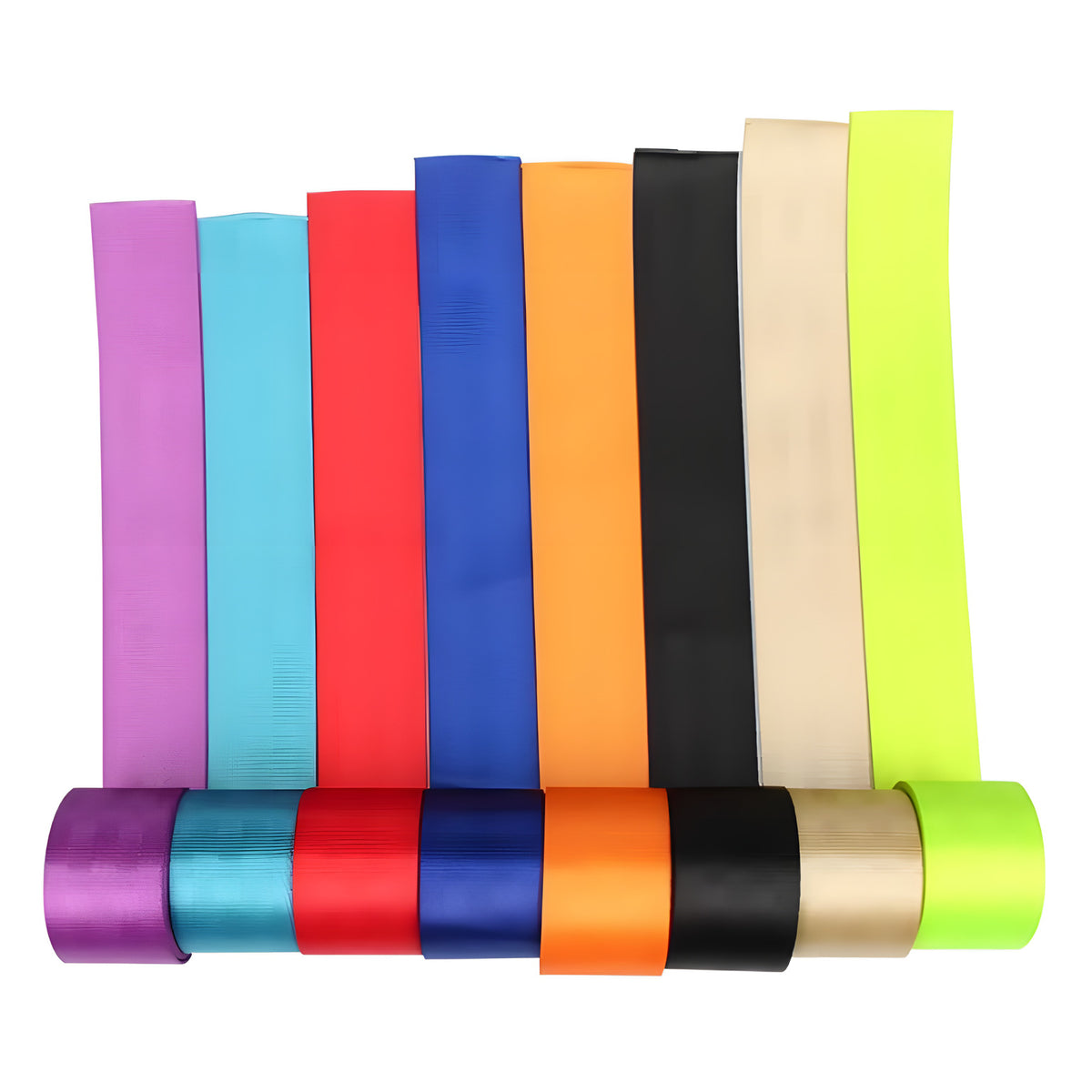 Seat belt webbing strips in a range of colours
