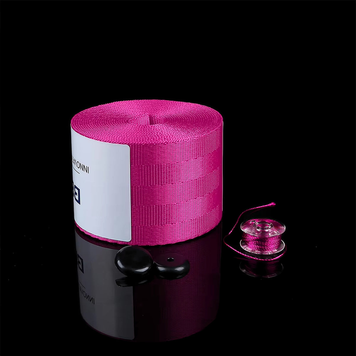 Pink seat belt webbing roll