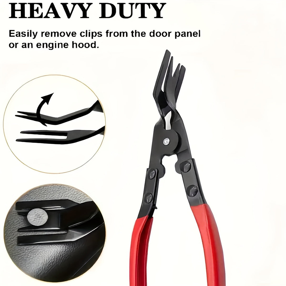 Heavy duty clip pliers for door panel and bonnet clips
