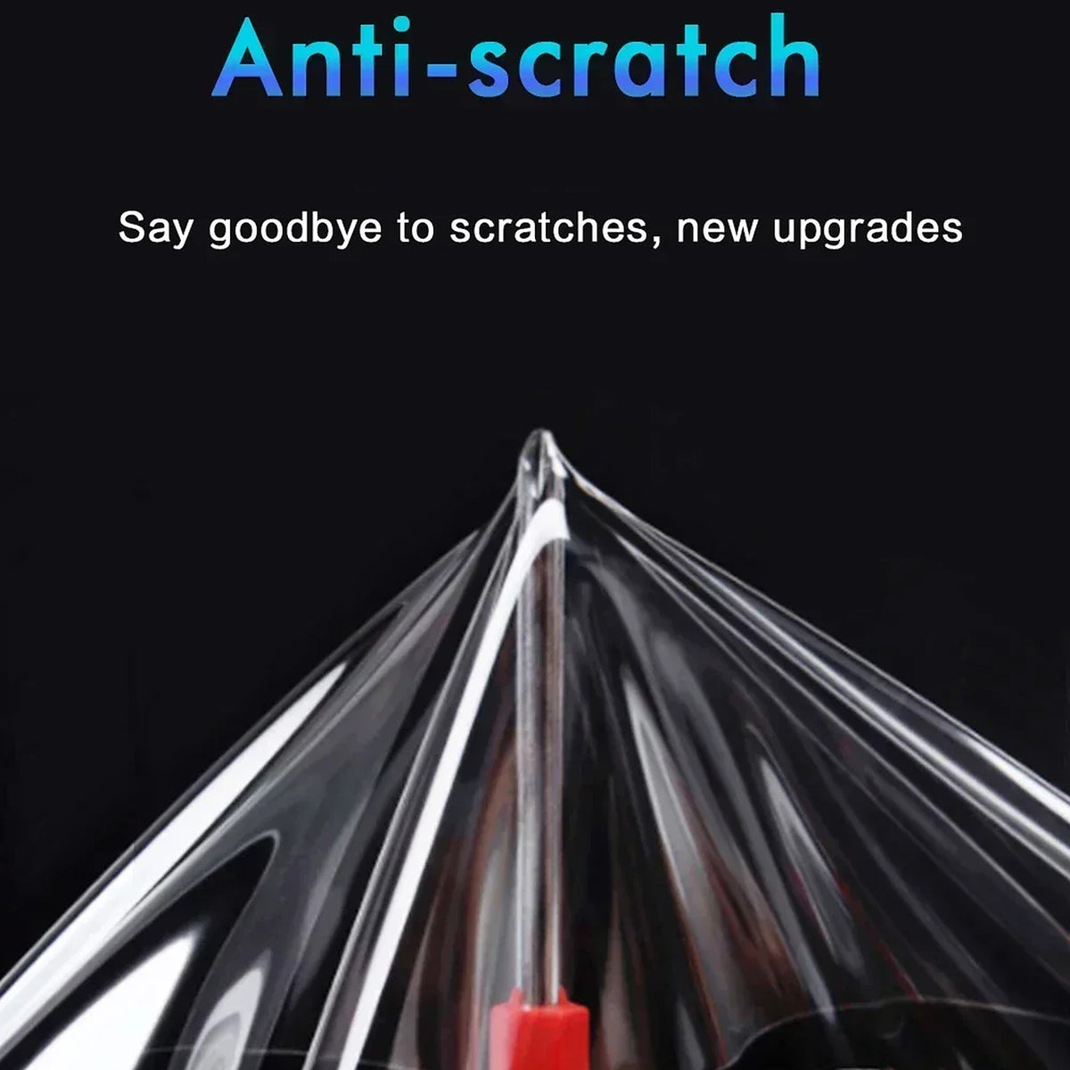 Clear protection film stretched to show its toughness
