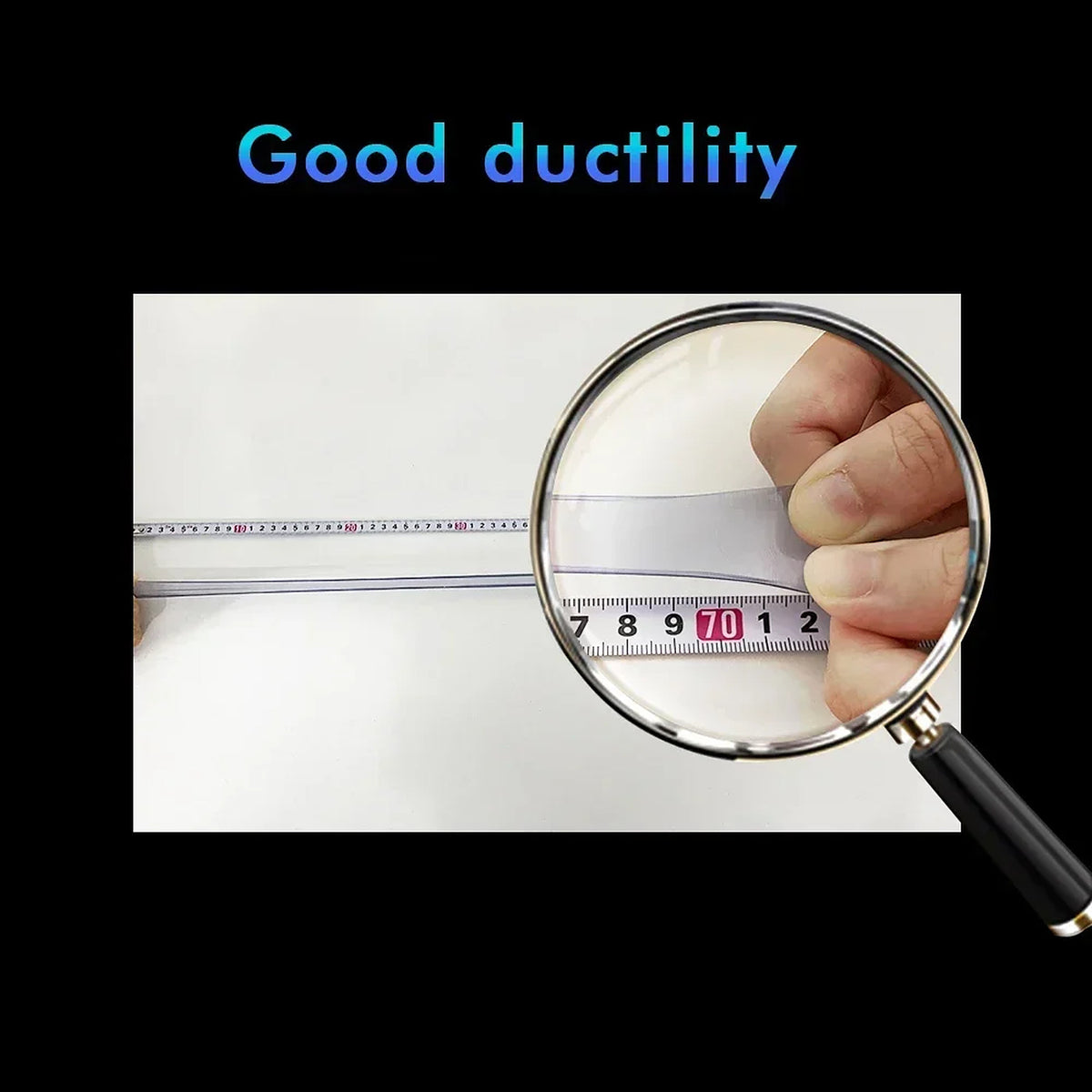 Film stretched over a ruler to show its flexibility