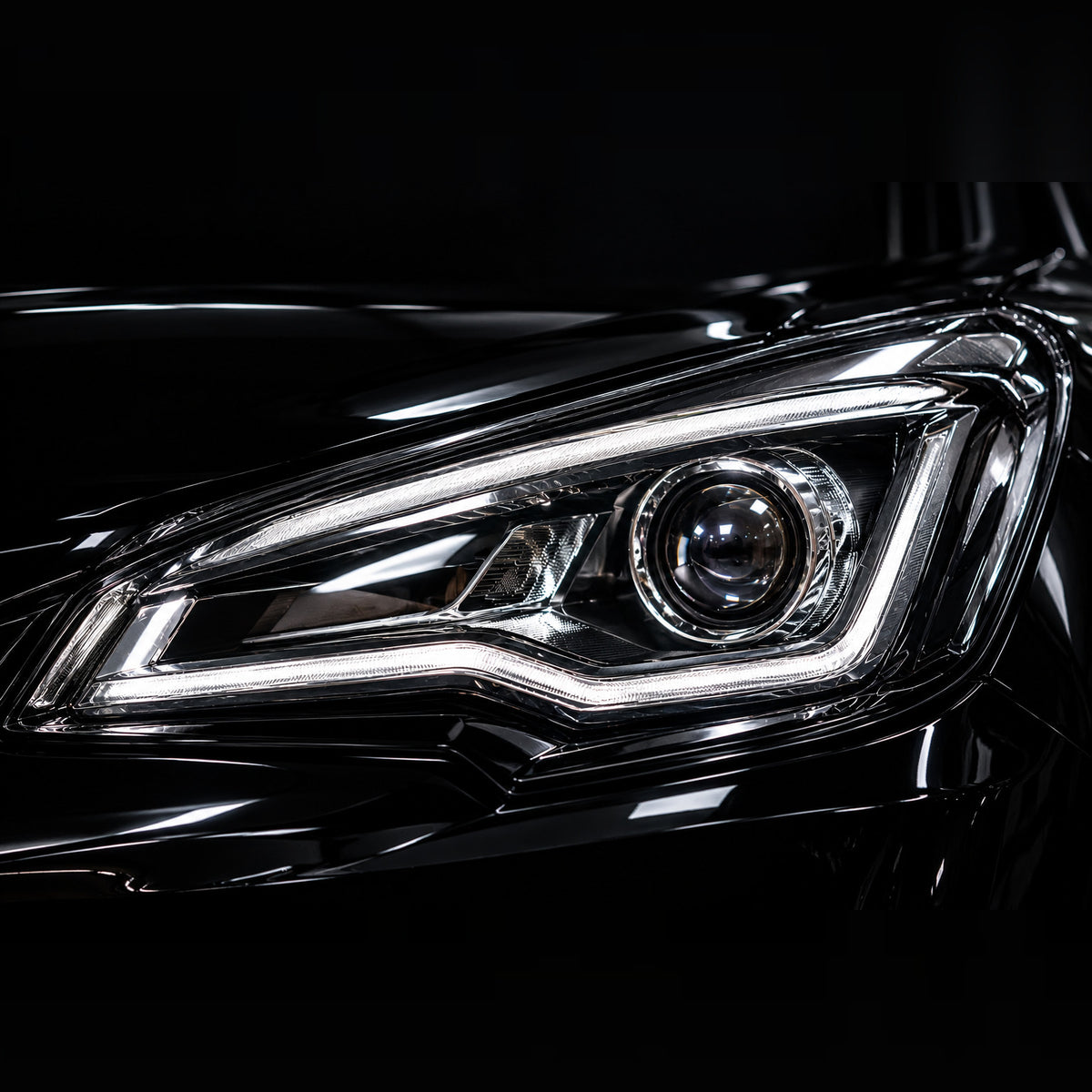 Headlight with clear protection film fitted
