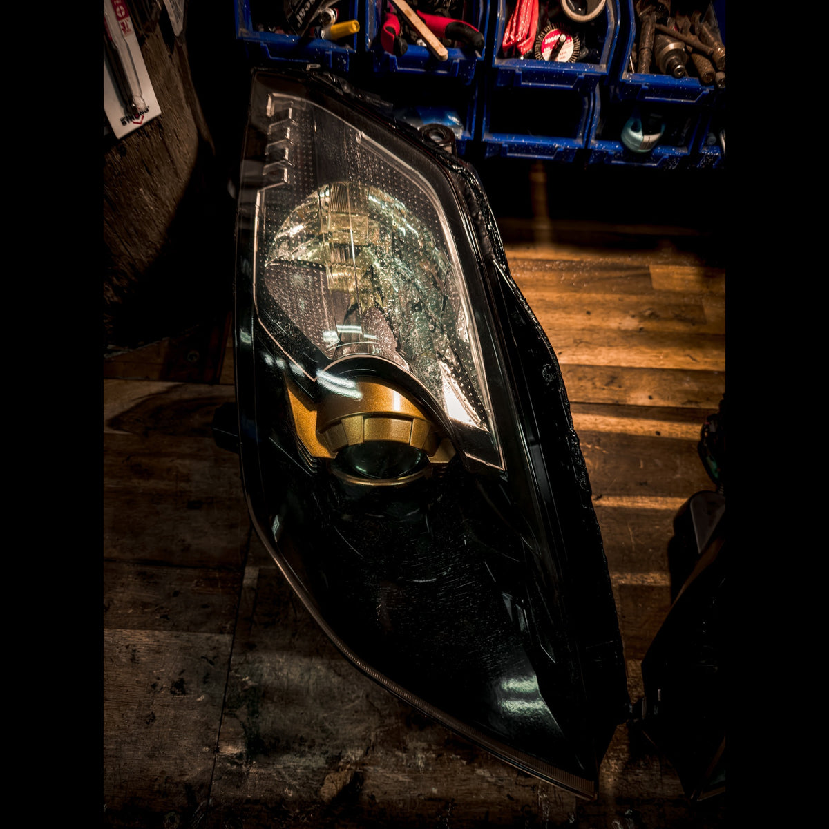 Nissan 350Z Custom Headlights — Gloss Black + Gold