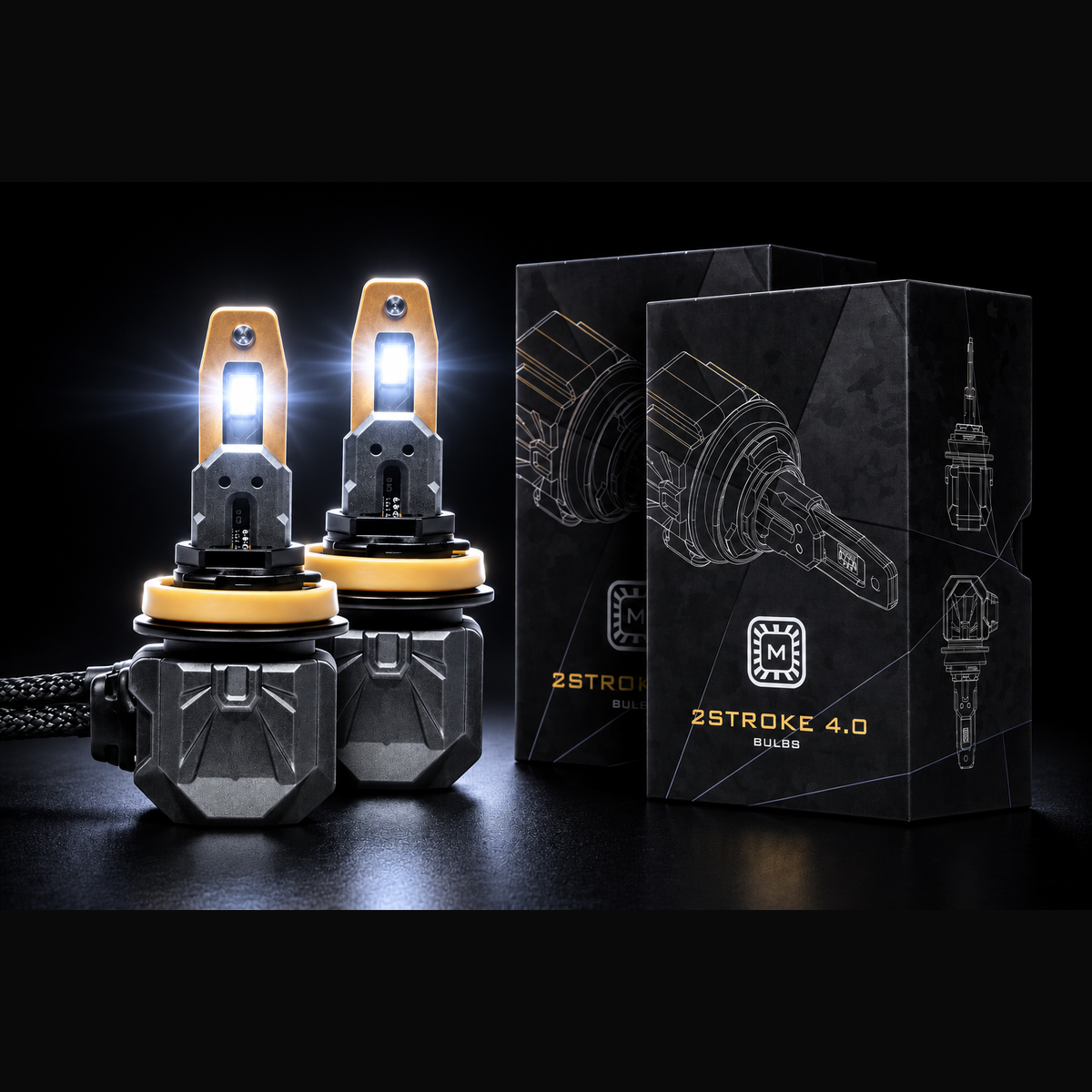 Morimoto 2Stroke 4.0 LED bulbs lit up