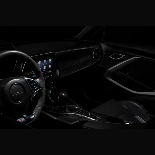 Car dash fitted with the Oracle ColorSHIFT fibre optic kit, lights off