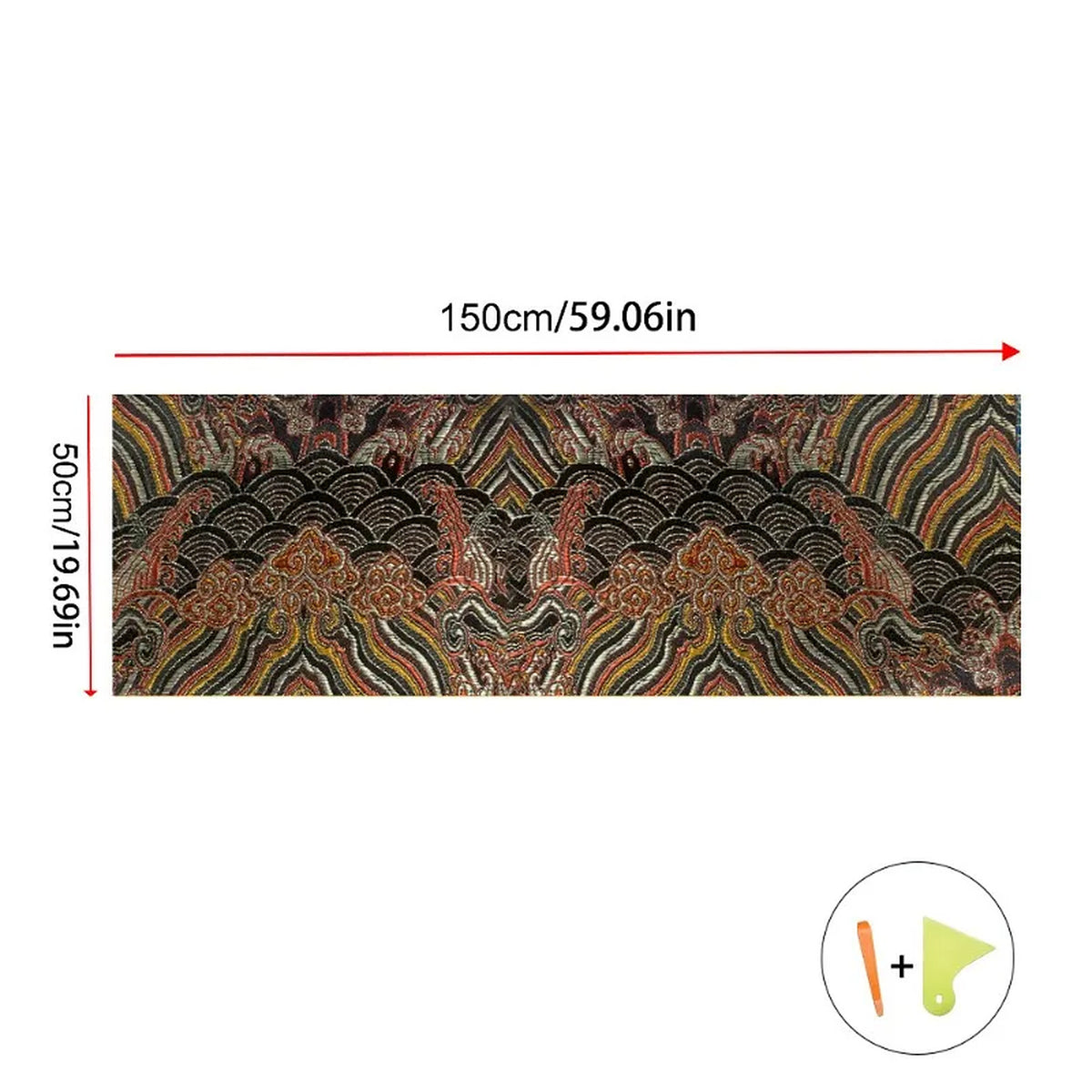 Brown embroidered pillar wrap, 150 x 50cm sheet