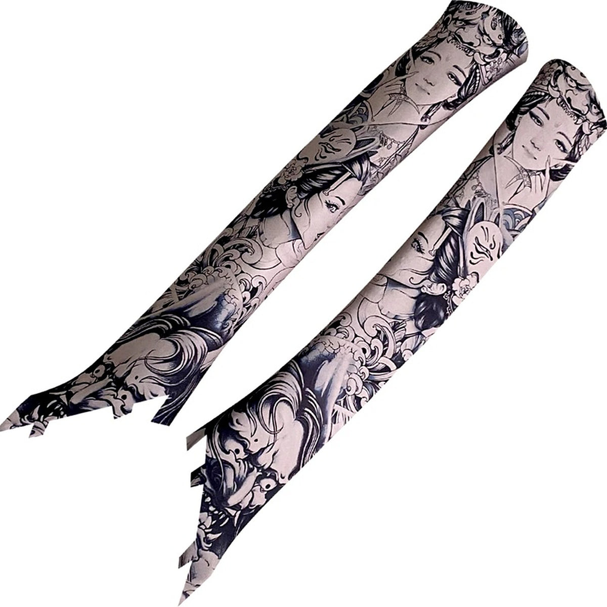 Pair of pillar trims wrapped in the Geisha and Hannya print