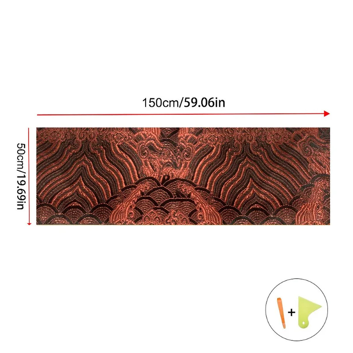 Red embroidered pillar wrap, 150 x 50cm sheet