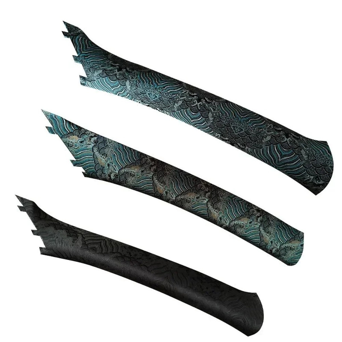 Pillar trims wrapped in embroidered fabric
