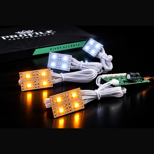 Profile Pivot DRL boards lit white and amber