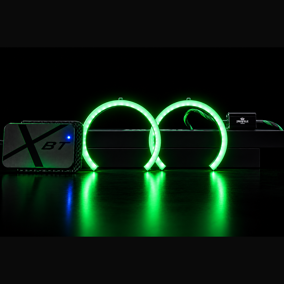 Profile Prism semi-circle halos lit green