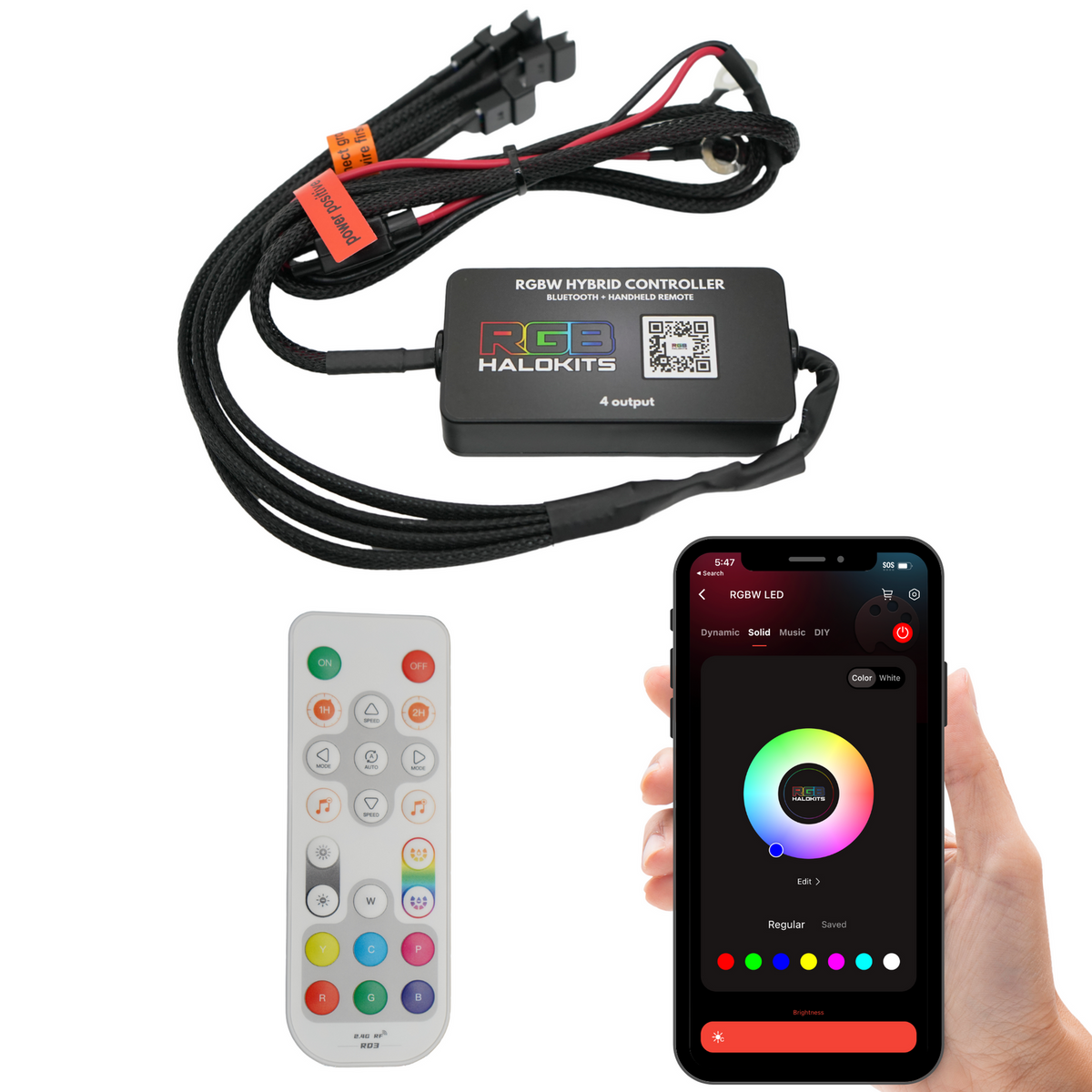 RGBHaloKits hybrid LED controller with RF remote and app