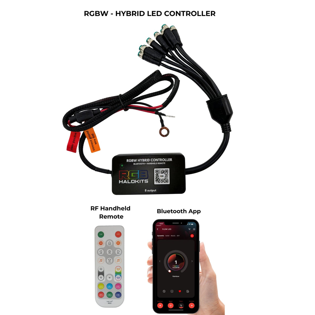 RGBHaloKits RGBW hybrid LED controller with remote and app