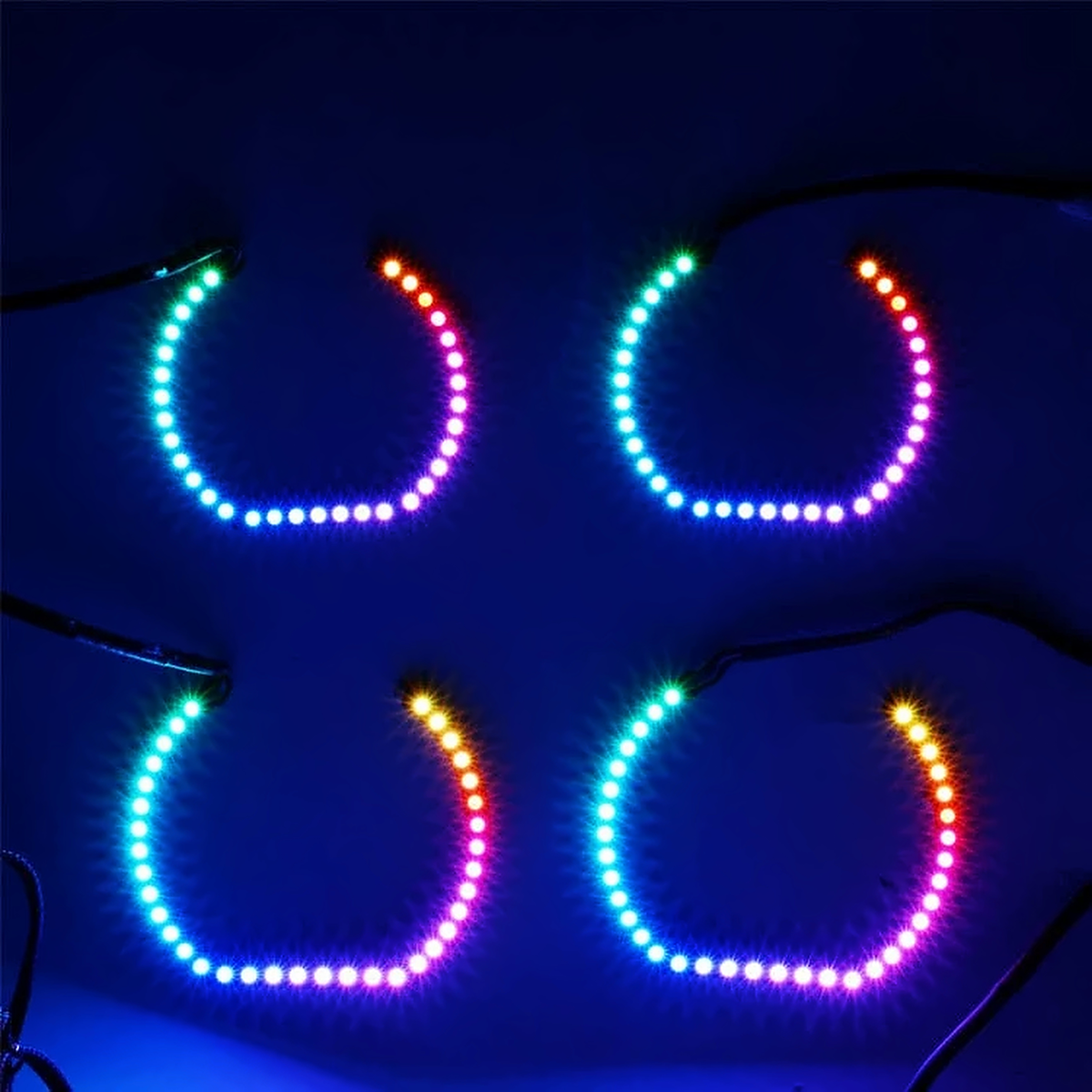 Four RGBHaloKits semi circle halo rings glowing