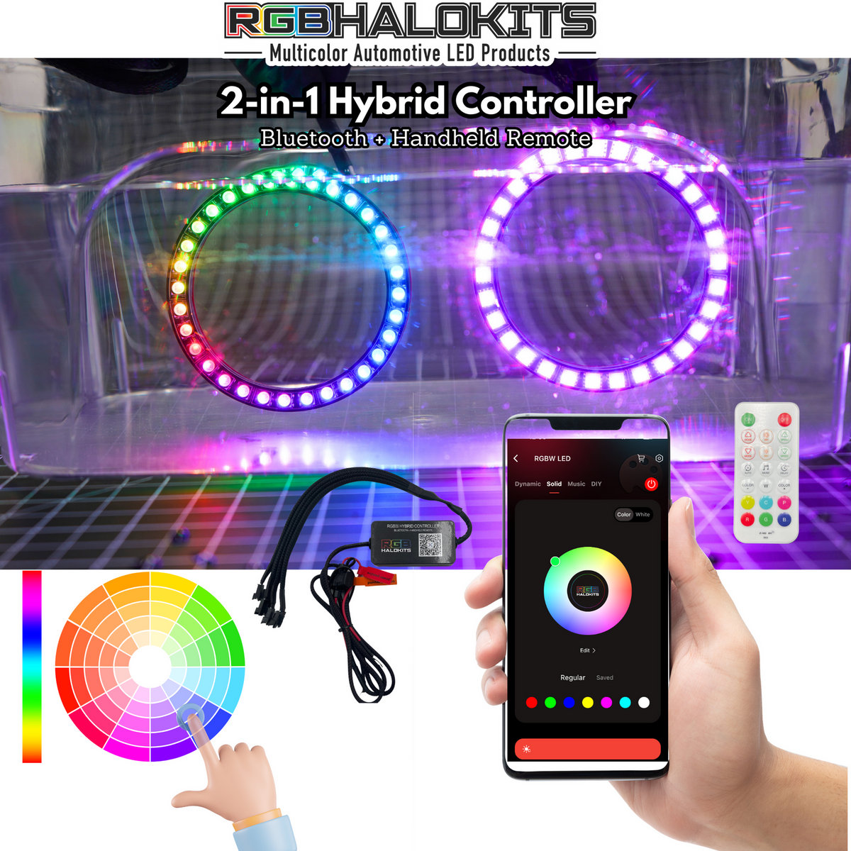 RGBHaloKits 2-in-1 Hybrid controller with app and remote