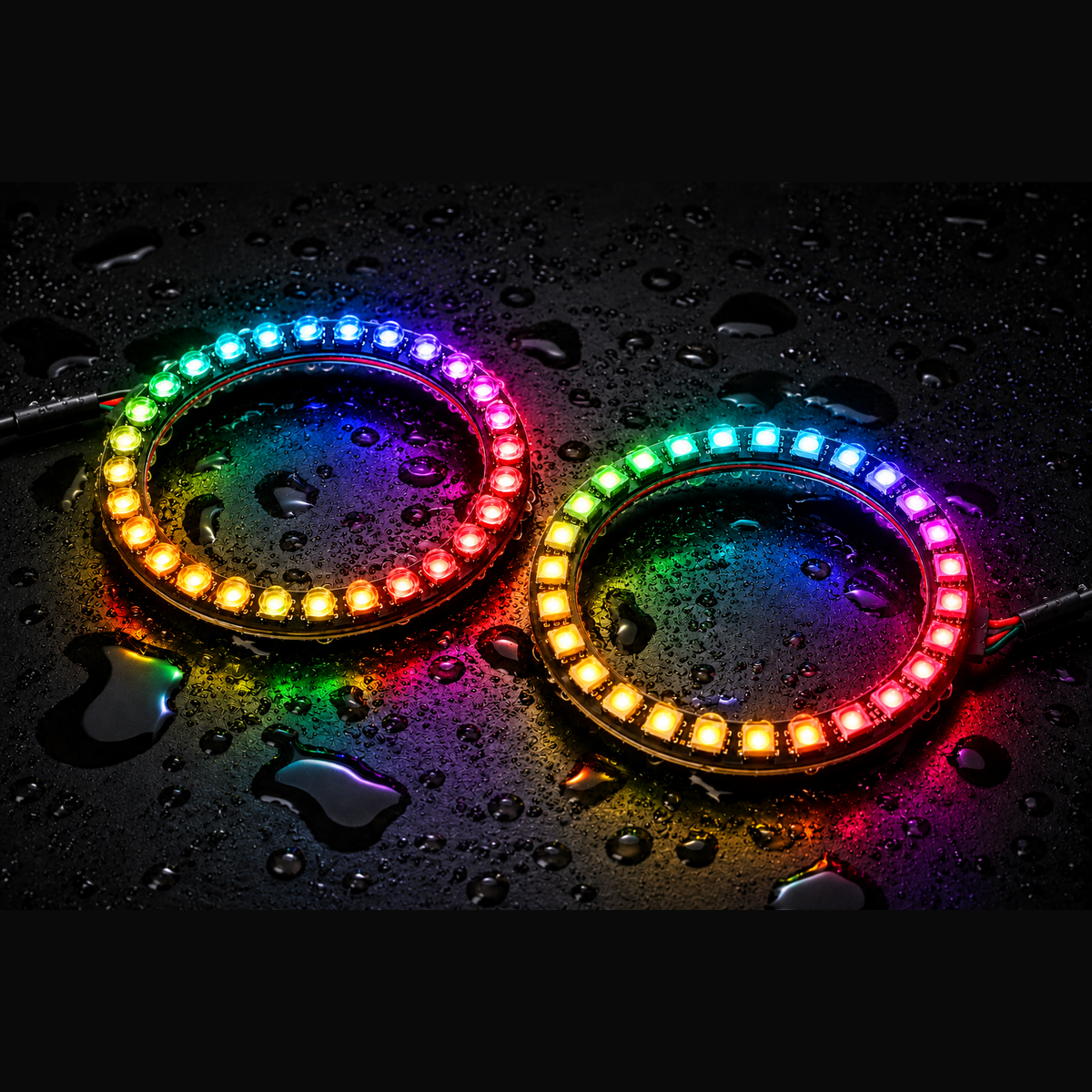 RGBHaloKits waterproof halo rings lit in RGB colours
