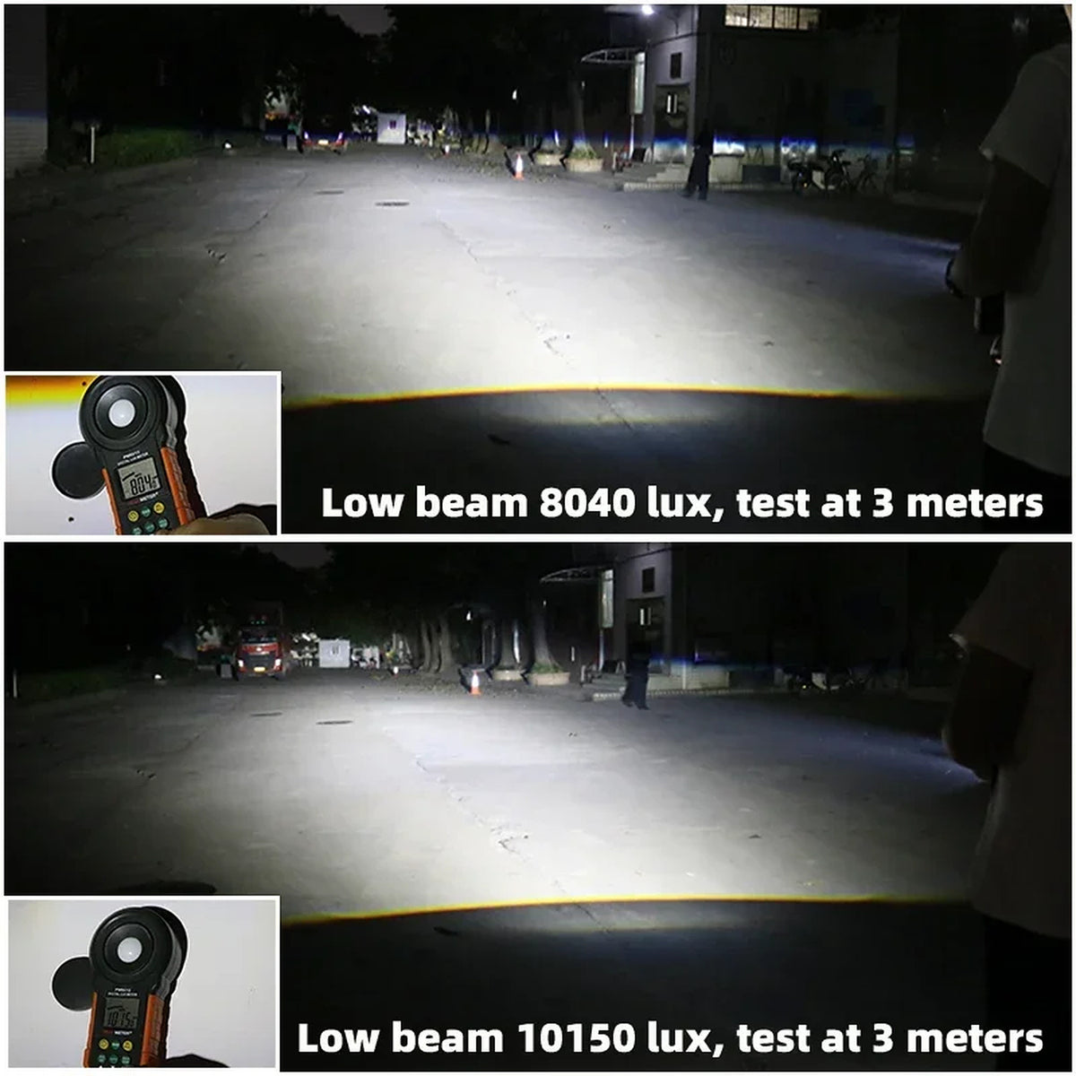 Low beam and high beam lux test at 3 metres