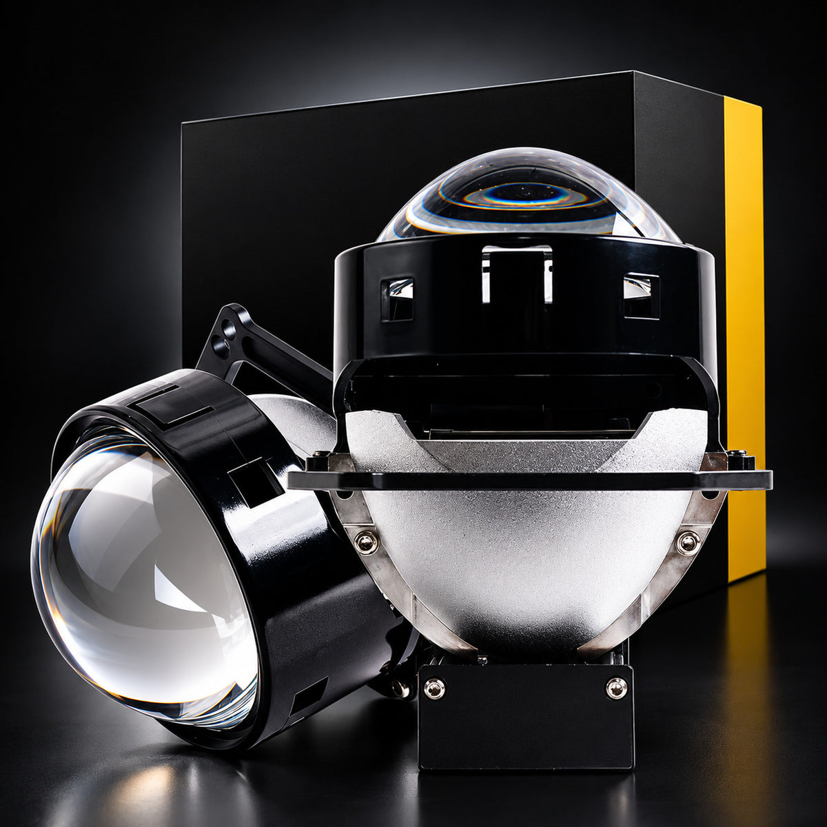 3 inch RHD bi-LED projector with its retail box