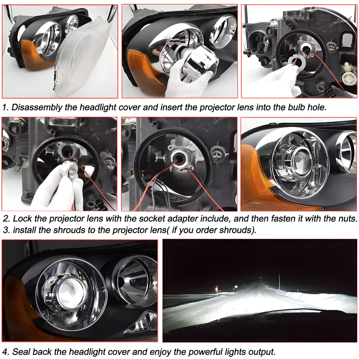 2.5" RHD Bi-LED Projectors (Tri-Colour)