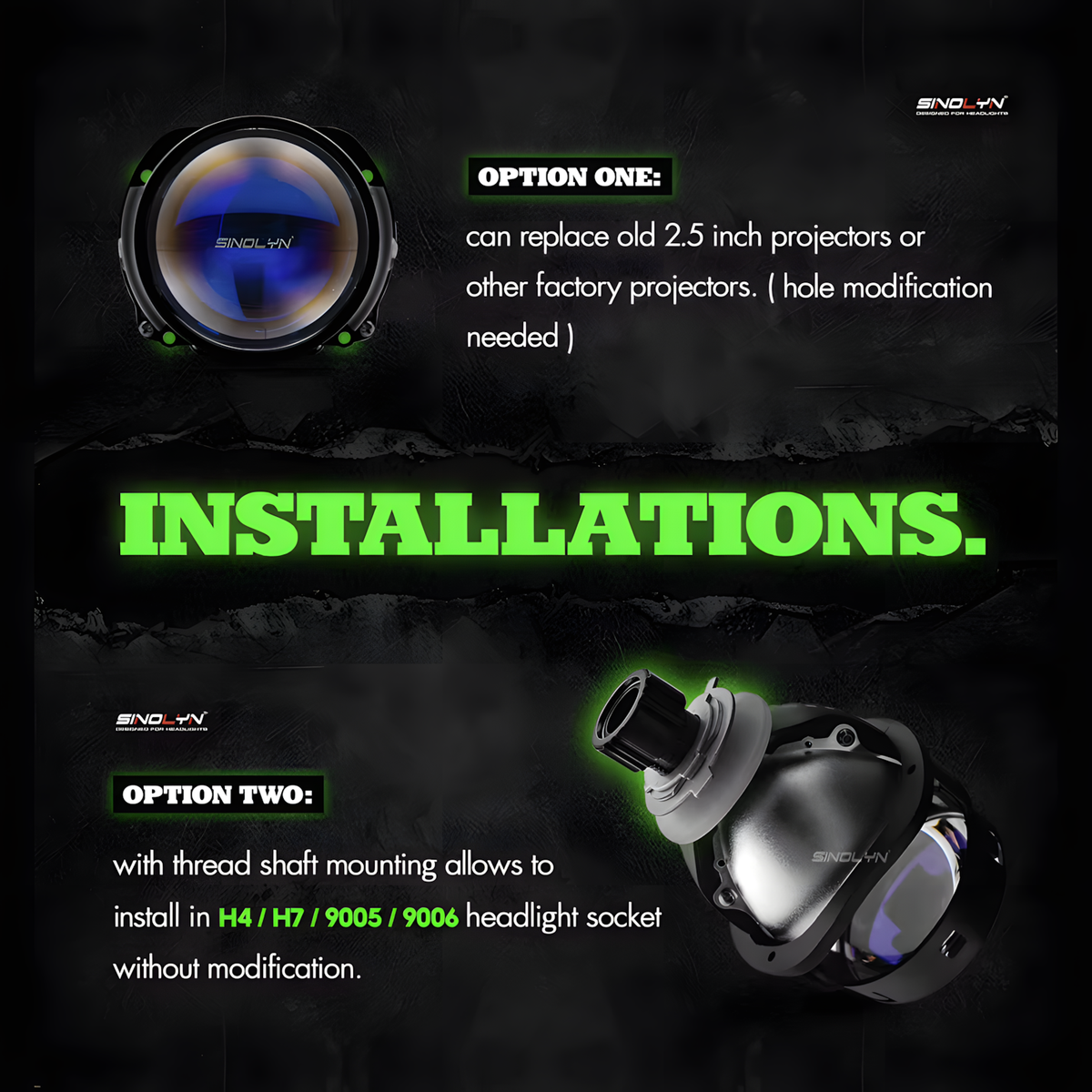 2.5" RHD Bi-LED Projectors (Tri-Colour)