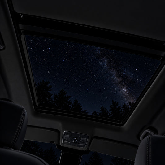Panoramic sunroof at night with the ambient light kit switched off