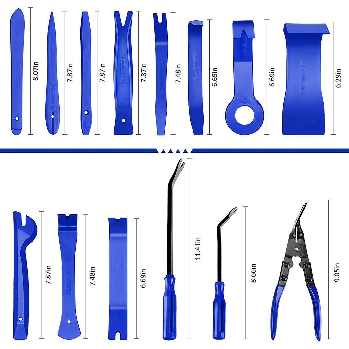 Trim removal tool sizes