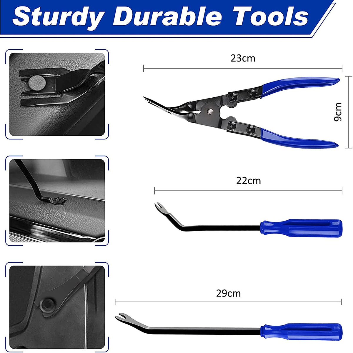 Trim clip pliers and long hook tools from the 41-piece set