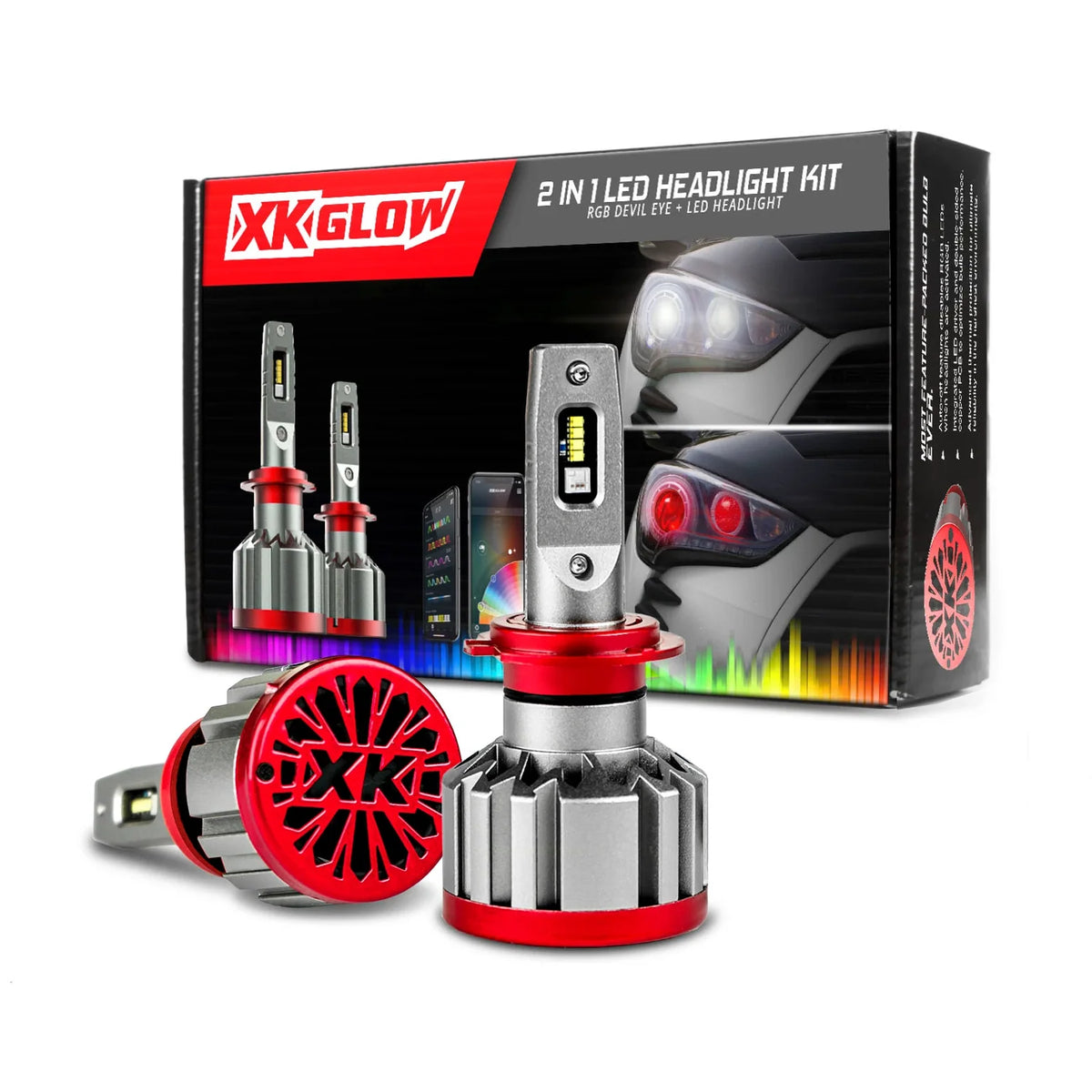 XKGlow 2-in-1 LED bulb kit with packaging