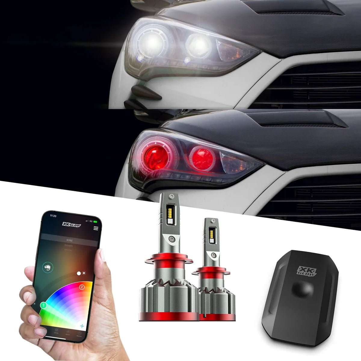 XKGlow 2-in-1 LED bulbs with RGB devil eye and app control