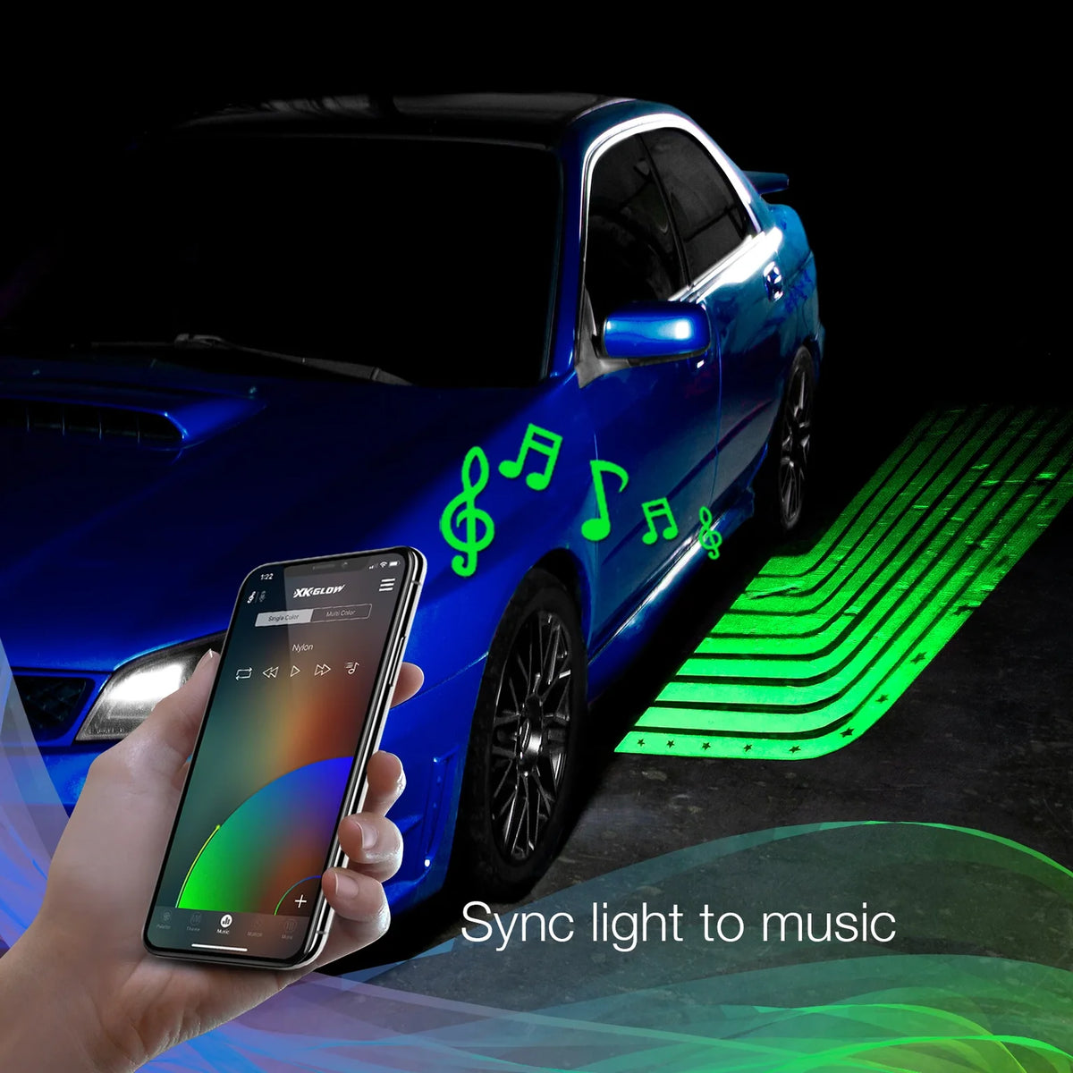 XKGlow CurbFX projectors syncing to music
