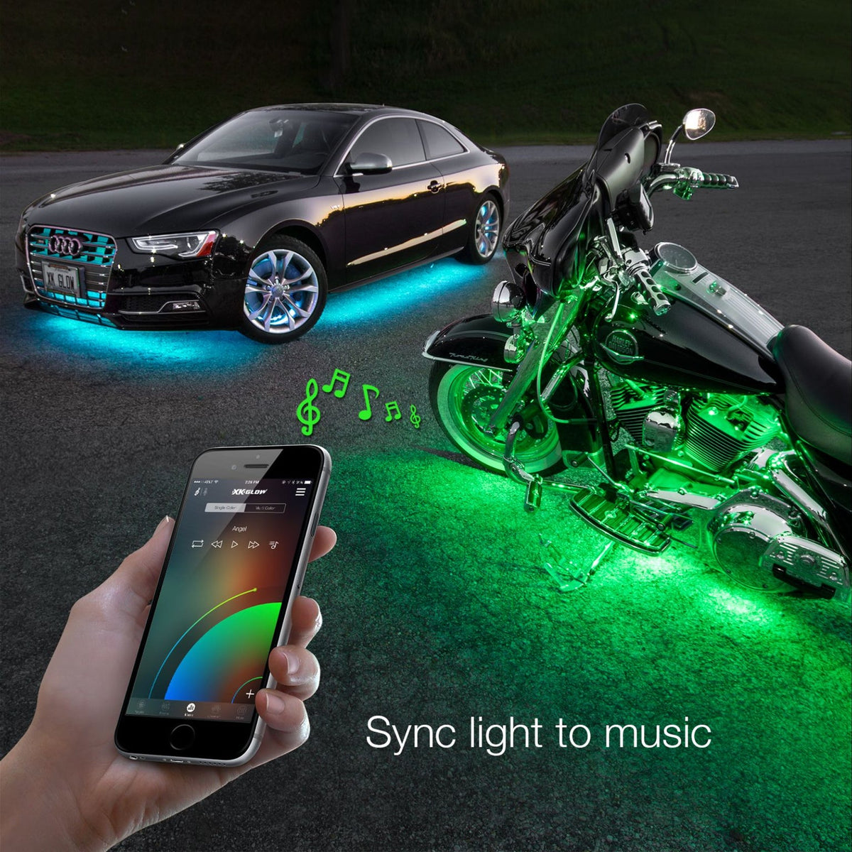 XKchrome app syncing underglow lights to music