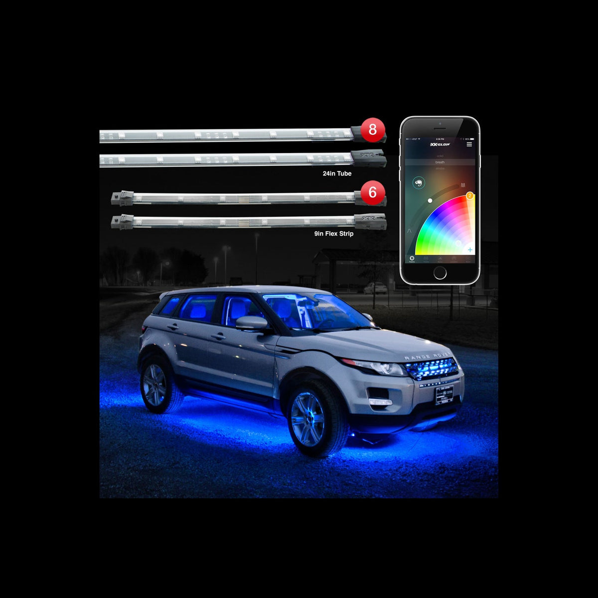 XKGlow XKChrome RGB underglow on a car