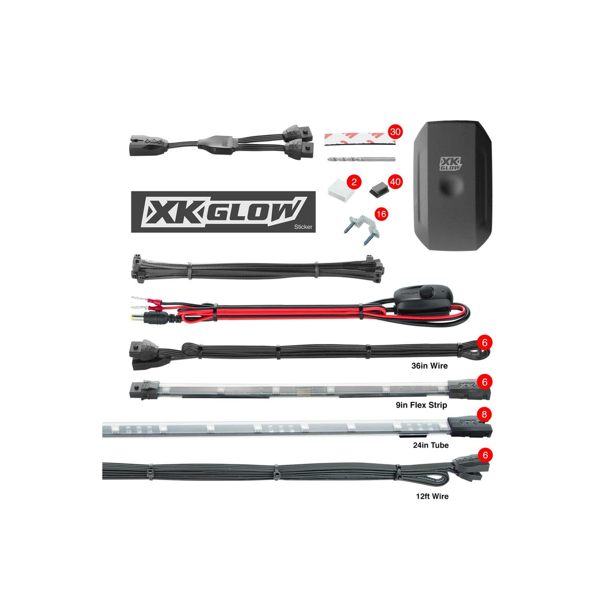 XKGlow XKChrome underglow kit contents