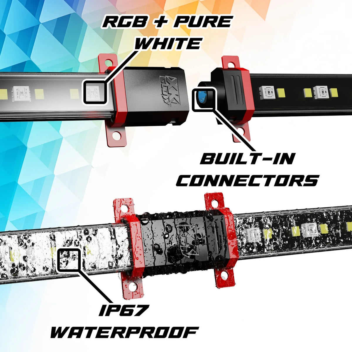 XKGlow XKmax RGBW tubes with built-in connectors, IP67 waterproof