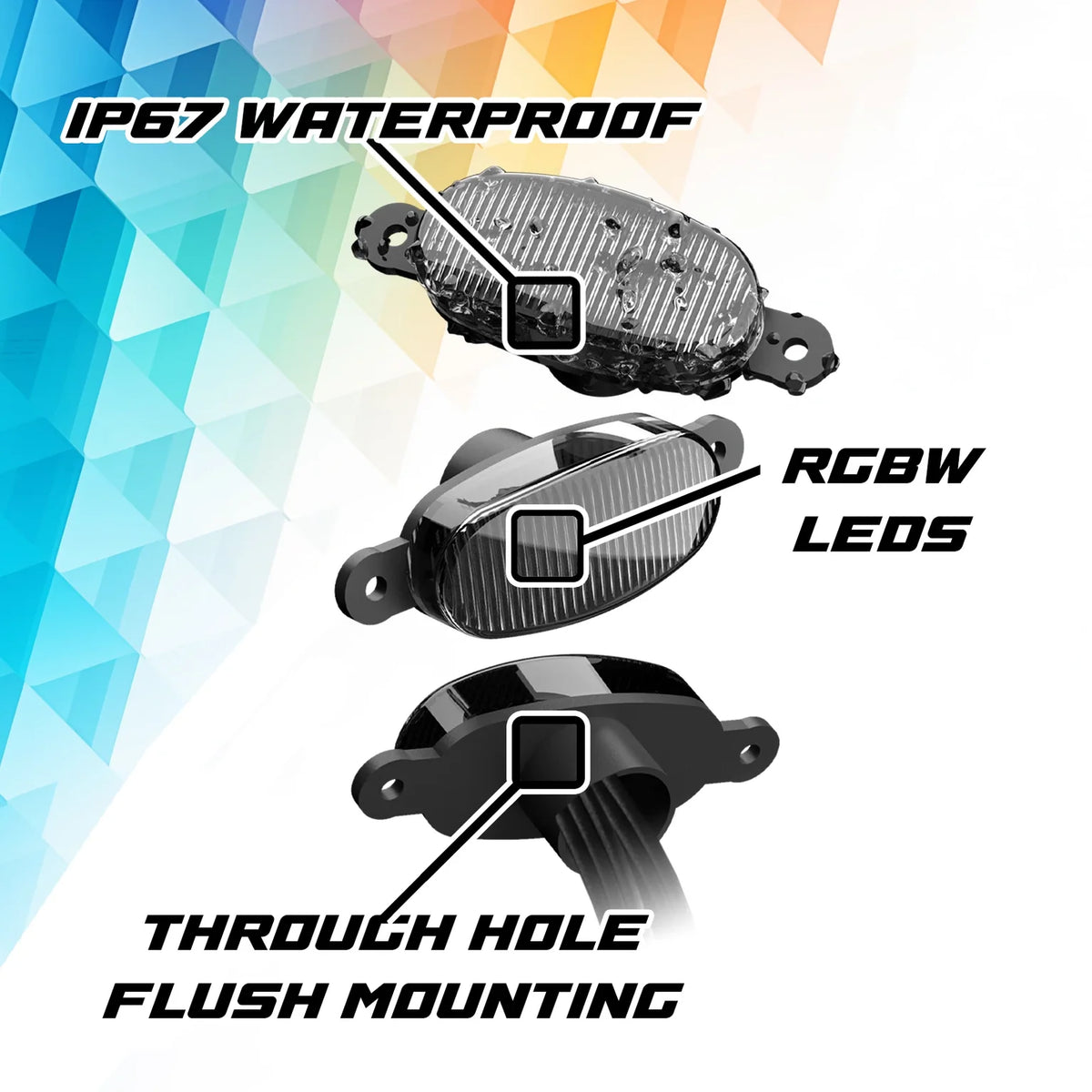 XKGlow XKmax grille pods, IP67 waterproof RGBW LEDs