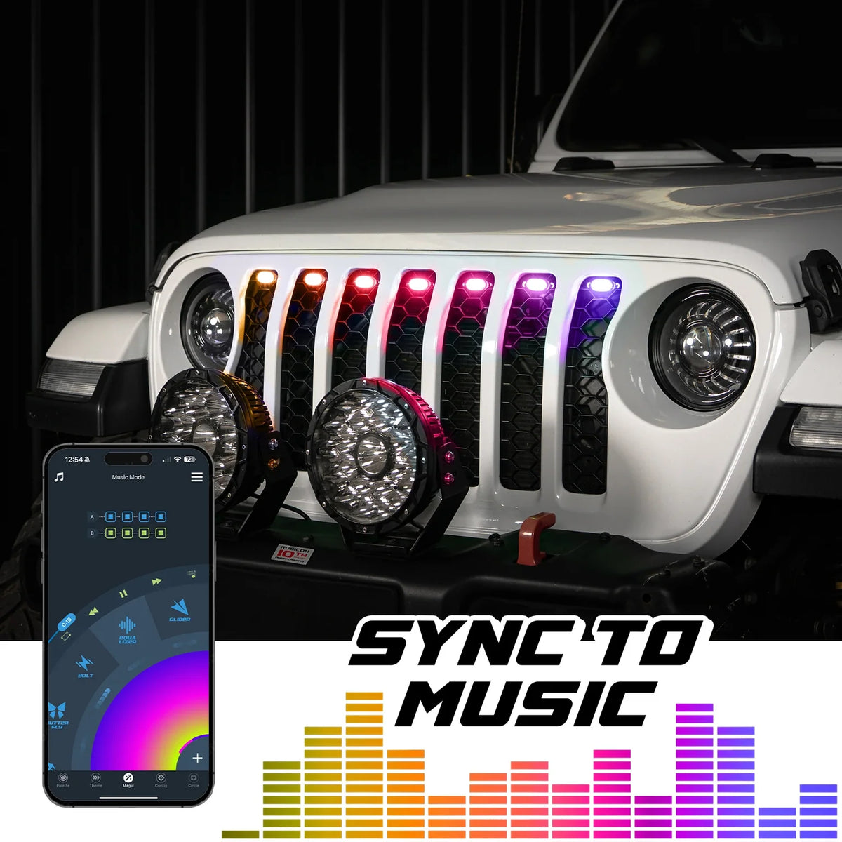 XKGlow XKmax grille pods syncing to music